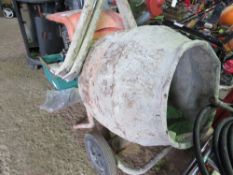 BELLE PETROL ENGINED CEMENT MIXER WITH STAND. WHEN TESTED WAS SEEN TO RUN AND DRUM TURNED. PN: 3CM12