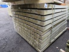 LARGE PACK OF TREATED TIMBER POSTS, APPROXIMATELY 220NO IN TOTAL, 55MM X 55M @ 1.8M LENGTH APPROX WI