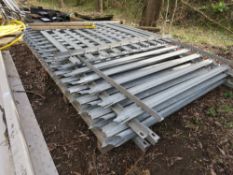 5 X GALVANISED PALLISADE FENCE PANELS @ 2.75M WIDTH PLUS ONE @ 1.8M WIDTH APPROX, ALL 1.76M HEIGHT.