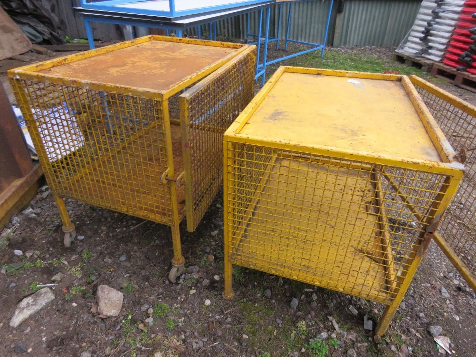 2 X YELLOW MESH SIDED WORKSHOP CABINETS. - Image 5 of 5