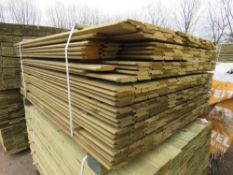 SMALL PACK OF TREATED SHIPLAP TYPE TIMBER CLADDING BOARDS: 1.15-1.42M LENGTHS X 100MM WIDTH APPROX.
