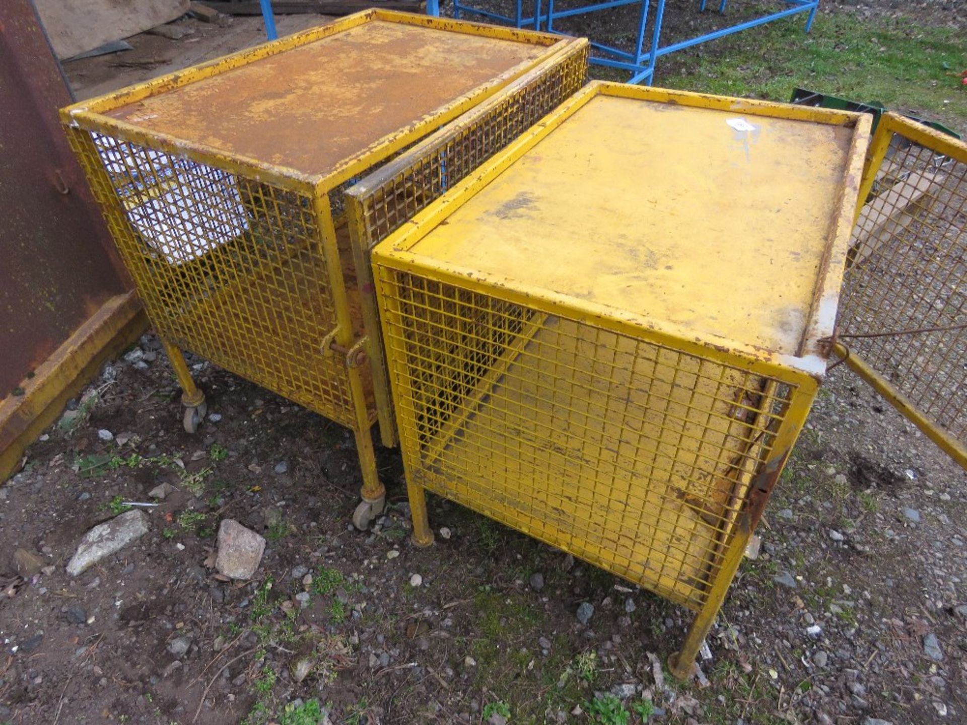 2 X YELLOW MESH SIDED WORKSHOP CABINETS. - Image 2 of 5