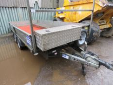 IFOR WILLIAMS LM146 DROP SIDE TWIN AXLED TRAILER, YAER 2017 BUILD WITH RAMPS. 14FT X 6FT APPROX. WIT