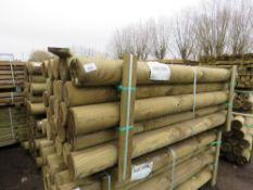 PACK OF 28NO HEAVY DUTY PRESSURE TREATED TIMBER FENCE POSTS, 2.4M LENGTH 150MM DIAMETER WITH A POIN