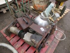 PALLET CONTAINING OLD PETROL RAMMER, LIGHT, ARC WELDER AND SACKBARROW. THIS LOT IS SOLD UNDER THE