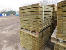 2 X PALLETS OF TREATED HIT AND MISS FENCE CLADDING BOARDS 1.04M LENGTH X 100MM WIDTH APPROX.