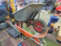 2 X WHEELBARROWS PLUS A FLAT TROLLEY. DIRECT FROM RETIRING BUILDER. THIS LOT IS SOLD UNDER
