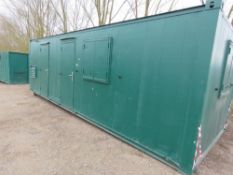 SECURE WELFARE CABIN, 32FT LENGTH X 10FT WIDTH APPROX WITH GENERATOR. ACCOMODATION COMPRISES OFFICE,