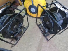 2 X 100METRE CABLE REELS, EX MOD, WITH AMPHENOL ENDS PLUS A RETRACTABLE AIR HOSE. DIRECT FROM WORKSH