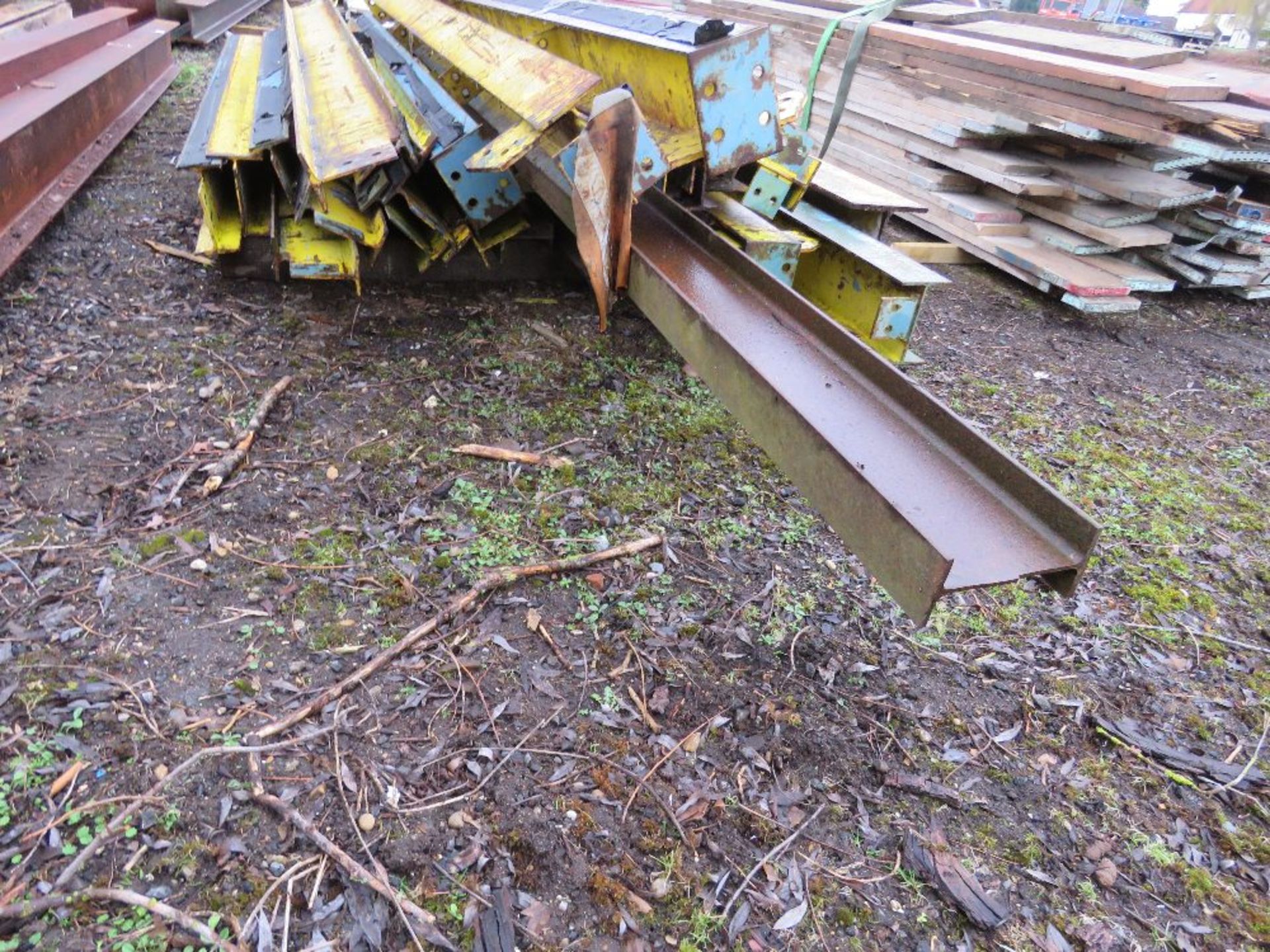 STACK OF YELLOW HEAVY DUTY RSJ STEEL LINTELS, MAINLY 2.9M - 4.8M LENGTH APPROX. - Image 4 of 7