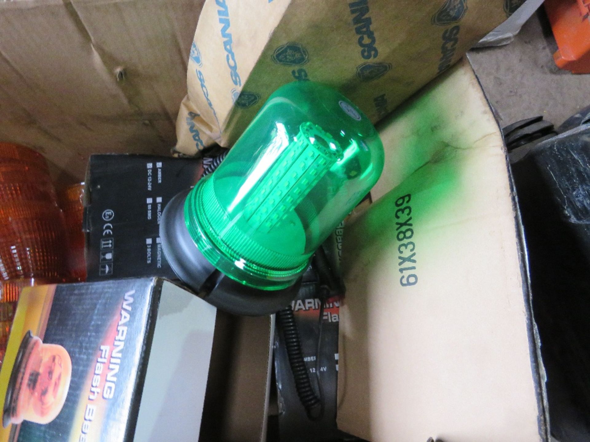 BOX OF WARNING BEACONS AND TOPS PLUS A LORRY LIGHT LENSE. THIS LOT IS SOLD UNDER THE AUCTIONEERS - Image 2 of 2