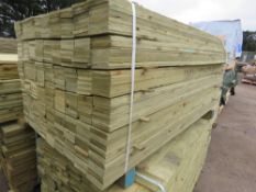 PACK OF PRESSURE TREATED FEATHER EDGE TYPE TIMBER CLADDING BOARDS: 1.65M LENGTH X 100MM WIDTH APPROX