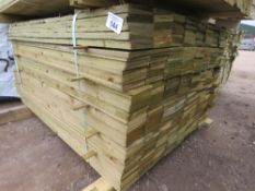 PACK OF PRESSURE TREATED FEATHER EDGE TYPE TIMBER CLADDING BOARDS: 1.34M LENGTH X 100MM WIDTH APPROX