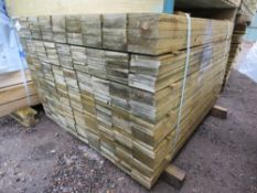 PACK OF PRESSURE TREATED FEATHER EDGE TIMBER CLADDING BOARDS: 1.2M LENGTH X 100MM WIDTH APPROX.