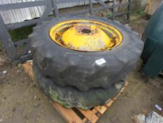 2 X FERGUSON TRACTOR WHEELS AND TYRES, 12.4 R28. THIS LOT IS SOLD UNDER THE AUCTIONEERS MARGIN SCH