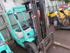 MITSUBISHI FD25 DIESEL POWERED FORKLIFT TRUCK, CONTAINER SPEC MAST. WHEN TESTED WAS SEEN TO DRIVE,