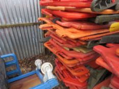 STACK OF APPROXIMATELY 30NO CHAPTER 8 PLASTIC ROAD BARRIERS.