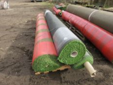 PALLET CONTAINING 3 X QUALITY GRADE ASTROTURF / FAKE GRASS, 4METRE WIDE ROLLS. UNUSED/SHOP SOILED/EN