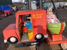 MR BLOBBY AND POSTMAN PAT AMUSEMENT RIDES...CONDITION UNKNOWN.