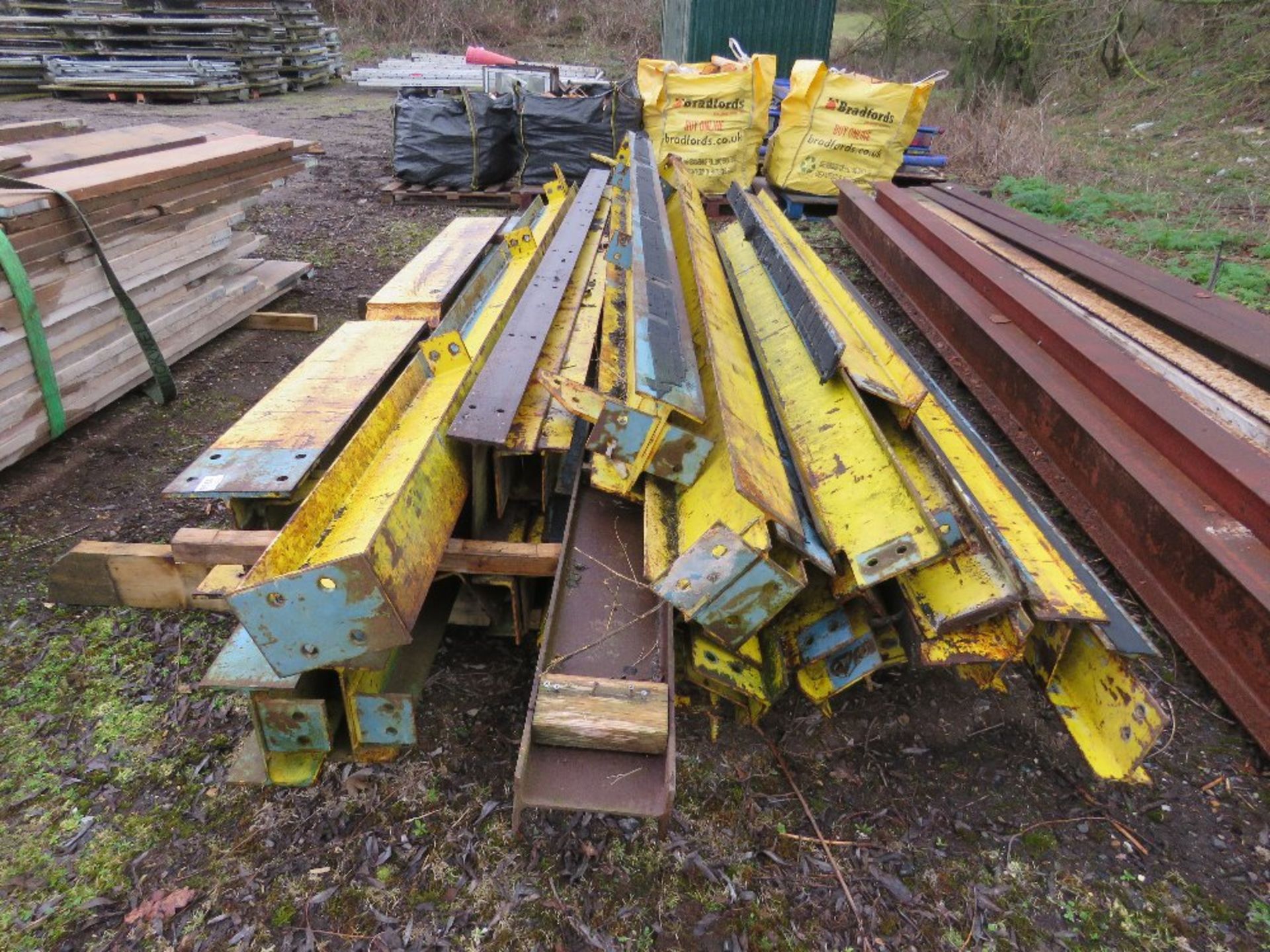 STACK OF YELLOW HEAVY DUTY RSJ STEEL LINTELS, MAINLY 2.9M - 4.8M LENGTH APPROX. - Image 7 of 7