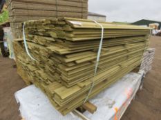 PACK OF PRESSURE TREATED SHIPLAP TYPE TIMBER CLADDING BOARDS: 1.7M LENGTH X 100MM WIDTH APPROX.