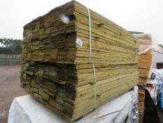 LARGE PACK OF PRESSURE TREATED FEATHER EDGE TIMBER CLADDING BOARDS: 1.64M LENGTH X 100MM WISTH APPRO