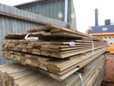 PACK OF TREATED SHIPLAP TIMBER CLADDING BOARDS 2.1-2.4M LENGTH X 100MM WIDTH APPROX.