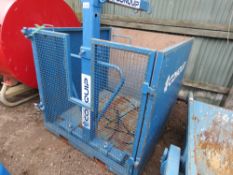 CONQUIP 2 TONNE RATED CRANE FORKS WITH EQUIPMENT TRANSPORT SKIP/STILLAGE CONTAINER WITH DROP RAMP,