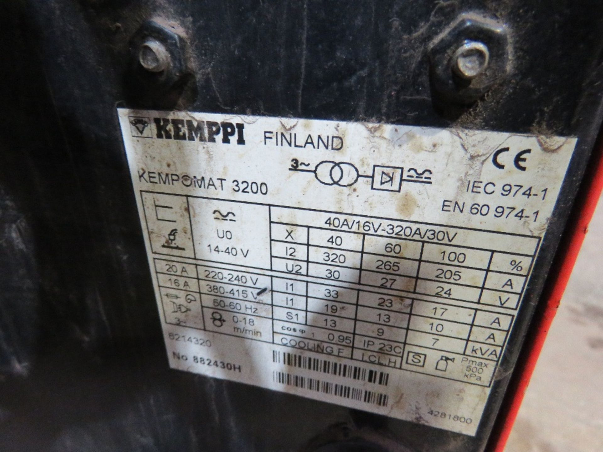 KEMPPI KEMPOMAT 3200 WELDER. DIRECT FROM LOCAL COMPANY. SURPLUS TO REQUIREMENTS. - Image 6 of 6