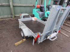 IFOR WILLIAMS GH64 SINGLE AXLE MICRO EXCAVATOR TRAILER WITH KEYS, HITCH LOCK AND INSTRUCTION BOOK. V
