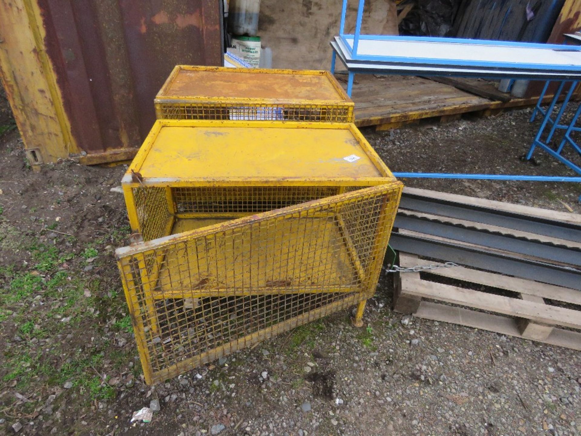 2 X YELLOW MESH SIDED WORKSHOP CABINETS. - Image 3 of 5