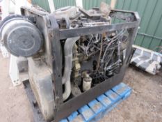 PERKINS 4 CYLINDER POWER PACK ENGINE, DAMAGED BLOCK. SPARES/REPAIR. THIS LOT IS SOLD UNDER THE A