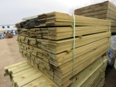 PACK OF PRESSURE TREATED HIT AND MISS TYPE TIMBER CLADDING BOARDS: 1.44M LENGTH X 100MM WIDTH APPROX