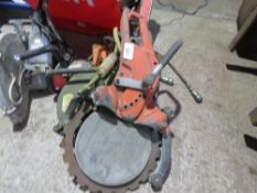 2 X HYDRAULIC DRIVEN HUSQVARNA SAWS: RING SAW AND A DISC CUTTER TYPE.