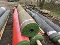 PALLET CONTAINING 3 X QUALITY GRADE ASTROTURF / FAKE GRASS, 4METRE WIDE ROLLS. UNUSED/SHOP SOILED/EN