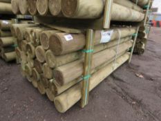 PACK OF 28NO HEAVY DUTY PRESSURE TREATED TIMBER FENCE POSTS, 2.4M LENGTH 150MM DIAMETER WITH A POIN