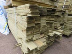 PACK OF PRESSURE TREATED FEATHER EDGE TYPE TIMBER CLADDING BOARDS: 1.75M LENGTH X 100MM WIDTH APPROX