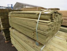 PACK OF PRESSURE TREATED FEATHER EDGE TIMBER CLADDING BOARDS: 1.5M LENGTH X 100MM WIDTH APPROX.