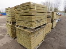 2 X PALLETS OF TREATED HIT AND MISS FENCE CLADDING BOARDS 1.04M LENGTH X 100MM WIDTH APPROX.