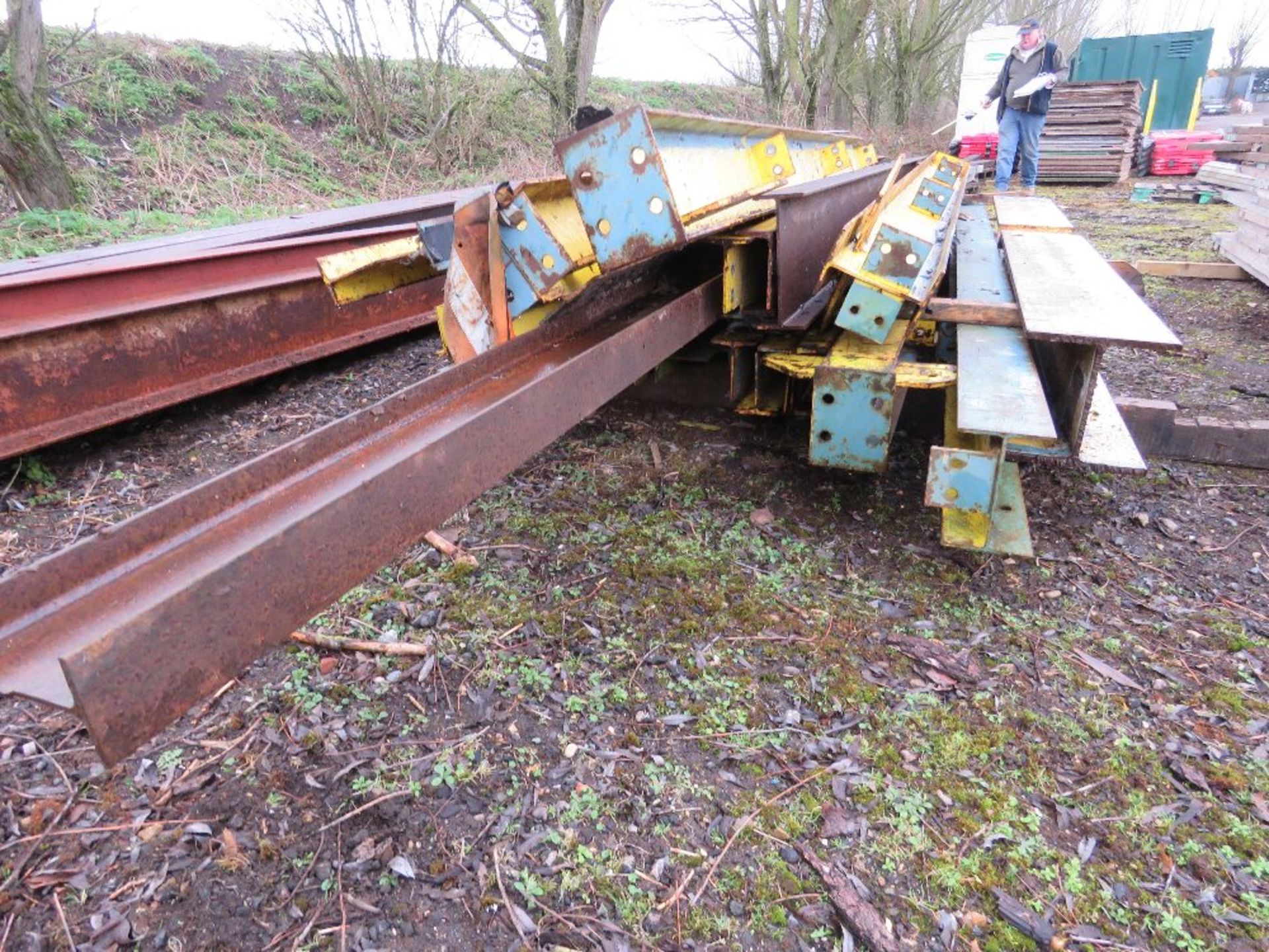 STACK OF YELLOW HEAVY DUTY RSJ STEEL LINTELS, MAINLY 2.9M - 4.8M LENGTH APPROX. - Image 5 of 7