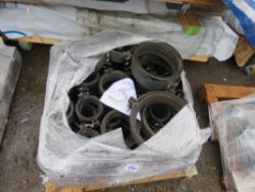 PALLET CONTAINING CAST IRON PIPE COUPLINGS: 82NO 100MM AND 4 X 150MM PLUS 4 X 225MM DIAMETER APPROX.
