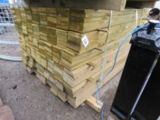 PACK OF PRESSURE TREATED FEATHER EDGE TIMBER CLADDING BOARDS: 1.35M LENGTH X 100MM WIDTH APPROX.