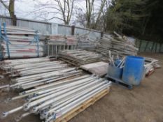 LARGE QUANTITY OF ALUMINIUM SCAFFOLD TOWER PARTS TO INCLUDE POLES, FRAMES, LEGS, WHEELS ETC AS SHOWN