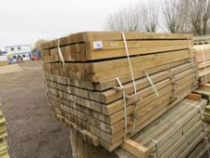 LARGE PACK OF TREATED TIMBER POSTS, APPROXIMATELY 200NO IN TOTAL, 55MM X 55M @ 1.8M LENGTH APPROX WI