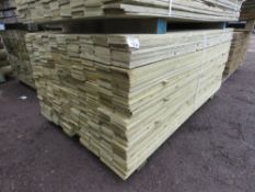 LARGE PACK OF PRESSURE TREATED FEATHER EDGE CLADDING TIMBER BOARDS: 1.8M LENGTH X 100MM WIDTH APPROX