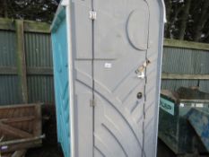 PORTABLE SITE TOILET, CLEANED AND BLUE FLUSH LIQUID ADDED. SURPLUS TO REQUIREMENTS.