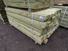 LARGE PACK OF PRESSURE TREATED FEATHER EDGE TIMBER CLADDING BOARDS: 1.75M LENGTH X 100MM WIDTH APPRO