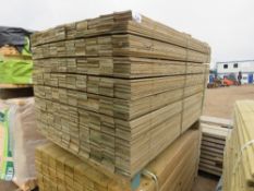 PACK OF PRESSURE TREATED HIT AND MISS TYPE TIMBER CLADDING BOARDS: 1.45M LENGTH X 100MM WIDTH APPROX