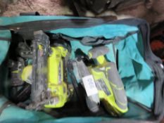 RYOBI BATTERY TOOLS IN A BAG. THIS LOT IS SOLD UNDER THE AUCTIONEERS MARGIN SCHEME, THEREFORE NO