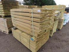 2 X PACKS OF PRESSURE TREATED HIT AND MISS FENCE CLADDING TIMBER BOARDS: 1.45M LENGTH X 100MM WIDTH